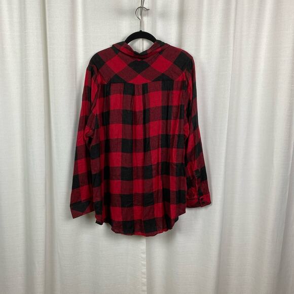 Torrid Red Plaid Brushed Rayon&Acrylic Button Up Shirt Sz.3 NWT - Picture 10 of 14